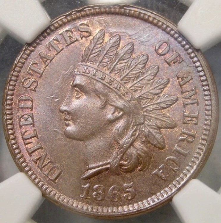 1865年インディアンヘッド セント/ペニーチョイス PQ GEM+ NGC MS 66 BN トップポップ 5/0 最高峰
