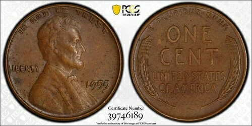 1955-P 1C DDO FS-101 ダブルダイ PCGS AU55