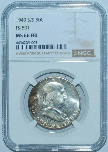 1949年 S/S NGC MS66FBL FS-501 フルベルライン フランクリン ハーフダラー