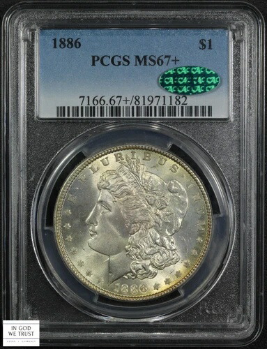 1886年 モルガン銀貨 $1 PCGS MS 67+ Plus CAC 787,325円
