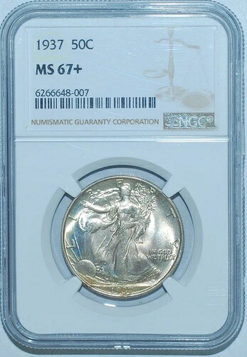1937年 NGC MS67+ ウォーキング・リバティ・ハーフダラー