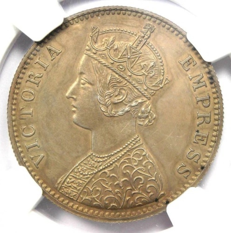 1891年 インド ビクトリア プルーフ アルワール ルピー コイン 1R - NGC プルーフ詳細 (PF / PR)