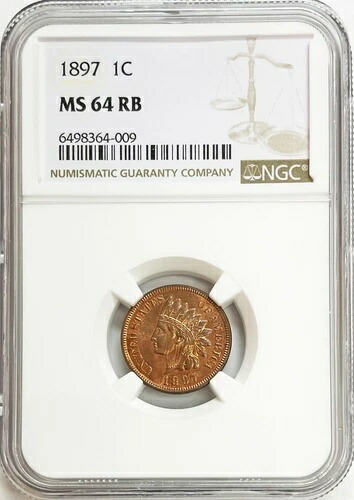 1897年 アメリカ インディアンヘッド セントコイン NGC ミント ステート 64 レッドブラウン