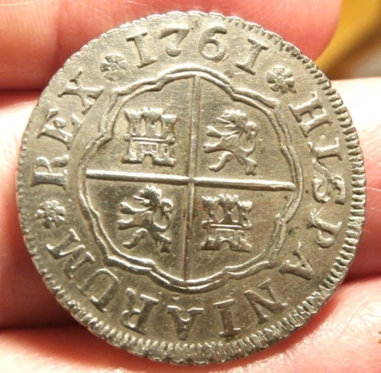 1761年 スペイン 2レアル 銀貨 セビリア造幣局 S-1051.B