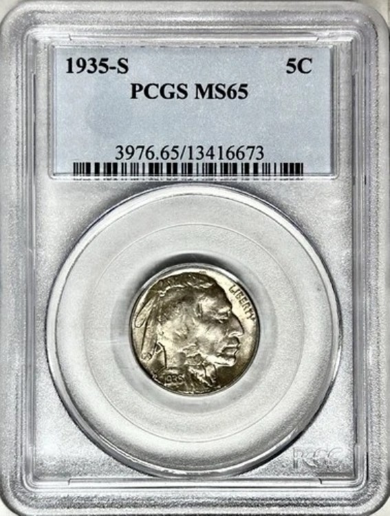 1935年 S バッファローニッケル PCGS MS65
