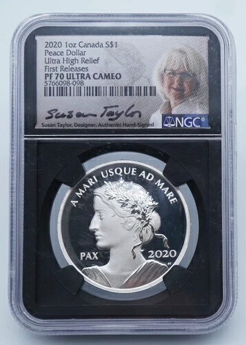 2020年カナダ 1オンス シルバー ピースドル NGC PF 70 ウルトラカメオ サイン入り - U141