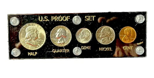 1949年米国造幣局発行のシルバープルーフ。黒のキャピタル硬質プラスチックケース入り。送料無料！