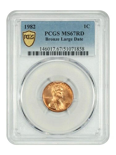 1982年 1C PCGS MS67RD（ブロンズ、ラージデイト） - リンカーンセント（現代）｜WORLD RESOURCE【KING店】
