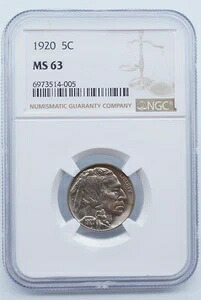1920年 P バッファローニッケル 5C NGC MS 63 - U1381｜WORLD RESOURCE【KING店】