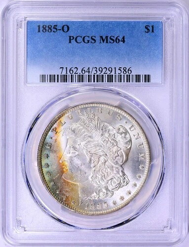 1885-O PCGS MS 64 モルガン・ダラー ソフトで美しいレインボーカラートナー｜WORLD RESOURCE【KING店】