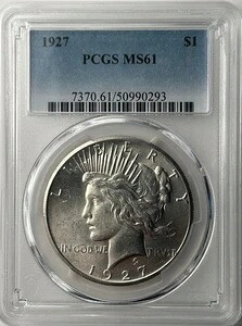 1927年 P ピース シルバー ダラー PCGS MS61 タフ デイト ピース｜WORLD RESOURCE【KING店】