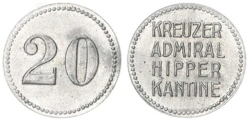 ドイツ / 巡洋艦 アドミラル・ヒッパー 20 ペニヒ 船貨幣 ほぼ未使用 98667｜WORLD RESOURCE【KING店】
