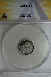 1858 .05 ANACS AU 55 ハーフダイム、シーテッドリバティハーフダイム｜WORLD RESOURCE【KING店】