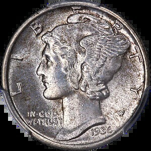 1936年-P マーキュリーダイム PCGS MS66+ FB 素晴らしい外観 強い刻印｜WORLD RESOURCE【KING店】