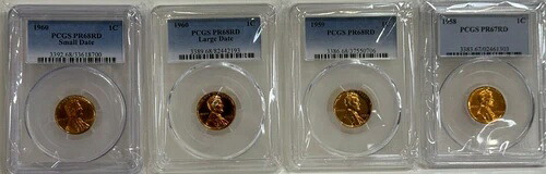 1958-1960年リンカーンセント硬貨セット：PR67RD、PR68RD（大・小日付） - PCGSグレード｜WORLD RESOURCE【KING店】