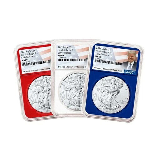 2021 $1 タイプ 1 アメリカン シルバー イーグル 3 点セット NGC MS69 ER トランプ ラベル レッド ホワイト...｜WORLD RESOURCE【KING店】