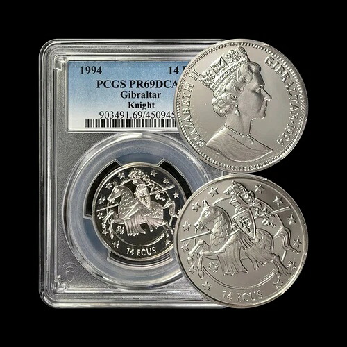 ジブラルタル。1994年、14 ECU、シルバー - PCGS PR69 - トップポップ?? ナイト(ポンドなし)|WORLD RESOURCE【KING店】