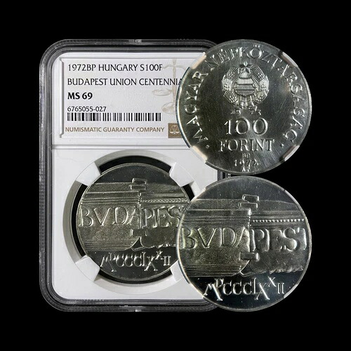 ハンガリー。1972年、100フォリント、銀貨 - NGC MS69 - Top Pop ?? ブダペスト・ユニオン、希少｜WORLD RESOURCE【KING店】
