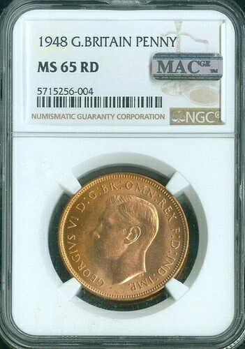 1948年 イギリス ペニー NGC MS-65 レッド MAC 品質??|WORLD RESOURCE【KING店】