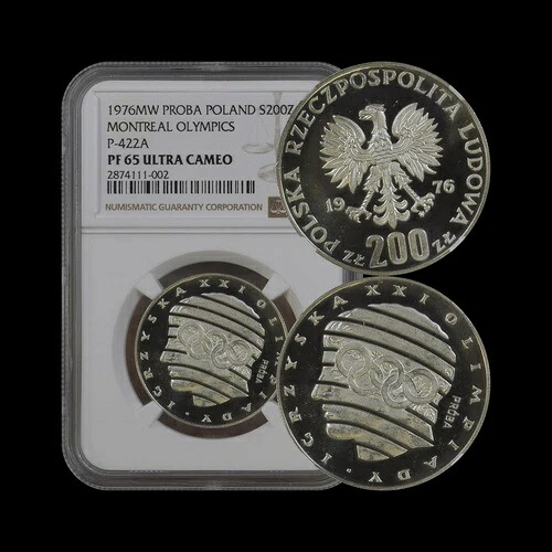 ポーランド。1976年、200ズウォティッチ、銀貨 - NGC PF65 - モントリオールオリンピック胸像 希少 PROBA|WORLD RESOURCE【KING店】