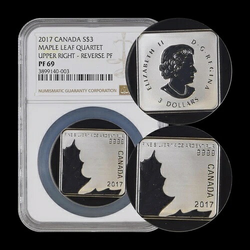 カナダ、2017年、3ドル、銀貨 - NGC PF69 - メープルリーフカルテット、右上、Ra|WORLD RESOURCE【KING店】