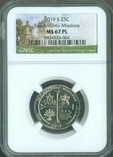 2019-S サンアントニオミッションクォーター NGC MS67 PL品質??｜WORLD RESOURCE【KING店】 95,590円