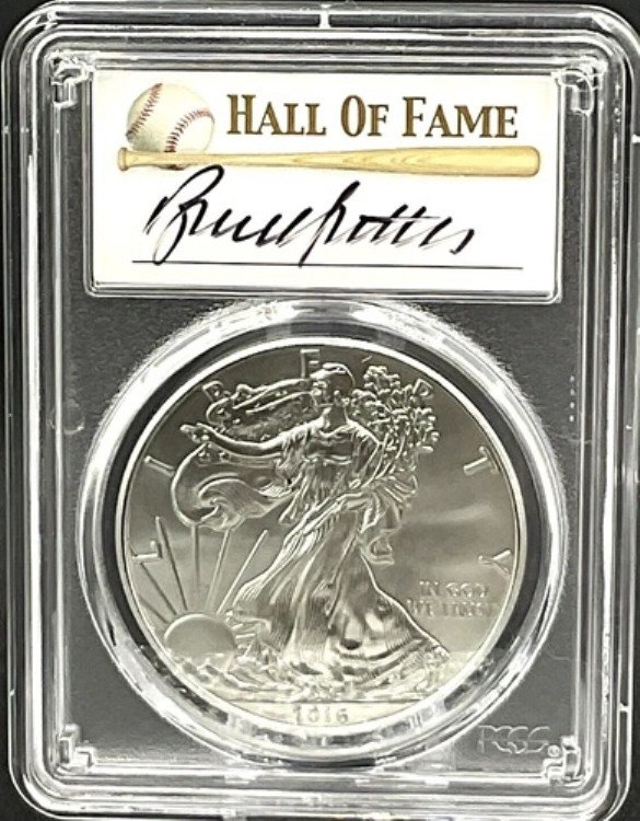 ?? ブルース・サター 2016-(S) シルバーイーグル 1ドル PCGS MS70 野球殿堂入りカーディナルス??｜WORLD RESOURCE【KING店】