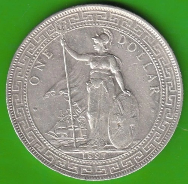 イギリス貿易ドル銀貨 1897年 ミントマークなし Nice nswleipzig