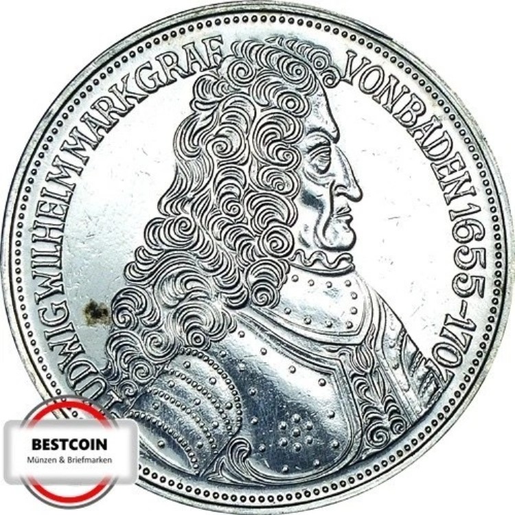 J390 5 DM 記念硬貨 バーデン辺境伯 1955年 G XF 1289716-