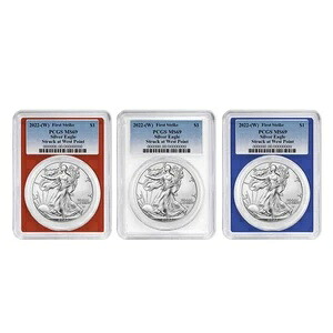 2022年 (W) 1ドル アメリカン シルバー イーグル 3点セット PCGS MS69 FS ブルーラベル レッド ホワイト ブルー｜WORLD RESOURCE【KING店】