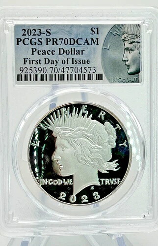 2023-S プルーフ 1ドル ピースシルバー ダラー PCGS PR70DCAM FDOI ピースラベル 初日｜WORLD RESOURCE【KING店】