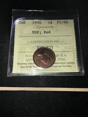 1954年 NSF ICCS グレードカナダ、小型1セント、**PL-66** # XTD 721