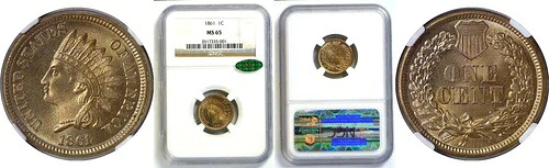 1861 1C インディアンヘッド セント NGC MS-65 CAC