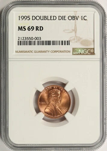 1995 DDO 1セント ダブルダイ 表面 リンカーンセント NGC MS69RD
