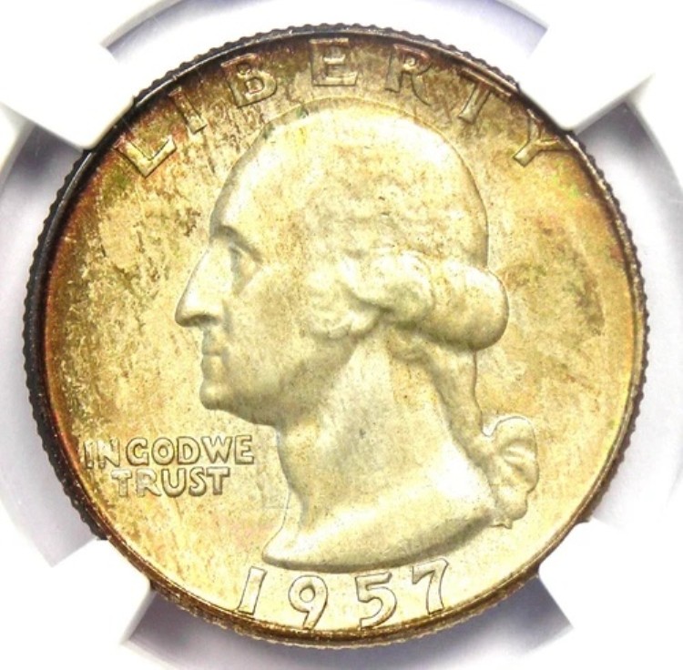 1957-D ワシントン クォーター 25セント - NGC MS68認定 - MS68の希少品 - 価値3,250ドル