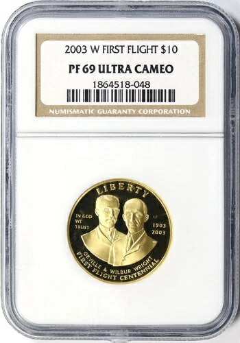 2003-W プルーフ ファーストフライト 10ドル金貨記念 NGC PF69UCAM