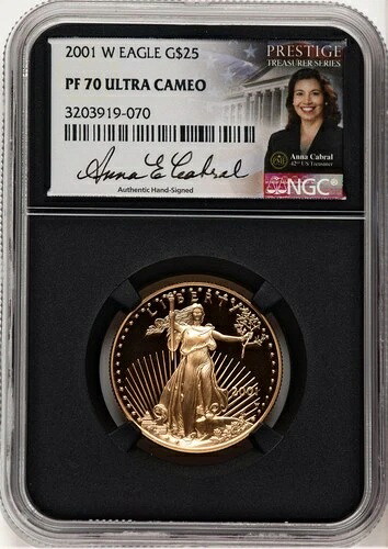 2001-W プルーフ ゴールド イーグル 1/2 オンス アンナ カブラル プレステージ トレジャラー シリーズ NGC MS70