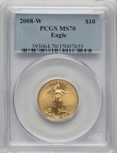 2008-W 10ドル クォーターオンス ゴールド イーグル ブルー グラデーション PCGS MS70