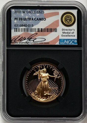 2001-W 25ドル ハーフオンス イーグルマイルズ スタンディッシュ NGC PF70