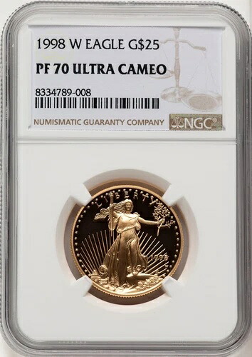 1998-W 25ドル ハーフオンス ゴールド イーグル ブラウンラベル NGC PF70 (774348015)