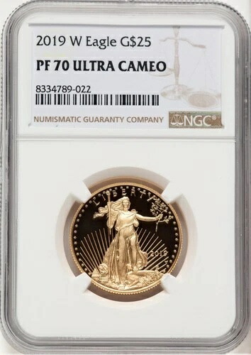 2019-W プルーフ ゴールド イーグル 1/2オンス ブラウンラベル NGC MS70