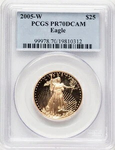 2005-W プルーフ ゴールド イーグル 1/2 オンス ブルーラベル PCGS MS70