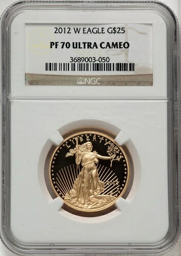 2012-W 25ドル ハーフオンス ゴールド イーグル ブラウンラベル NGC PF70 (772516032)