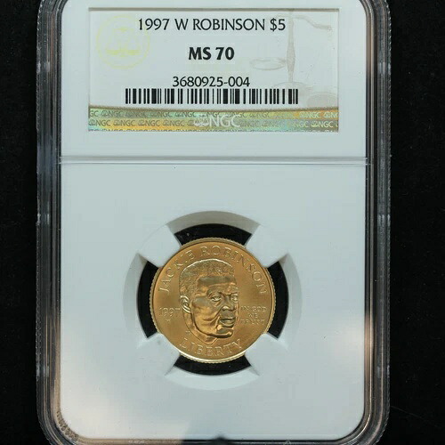 1997-W 5ドル ジャッキー・ロビンソン 米国記念金貨 NGC MS 70