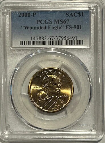 2000-P サカガウィア負傷イーグルドル PCGS MS67 FS-901｜WORLD RESOURCE【KING店】