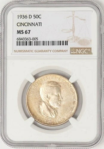 1936-D シンシナティ ハーフ 50セント MS67 NGC 948508-3|WORLD RESOURCE【KING店】