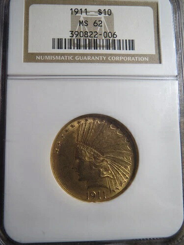 1911年 10ドル金貨 イーグル・インディアンヘッド -- NGC MS62 --|WORLD RESOURCE【KING店】
