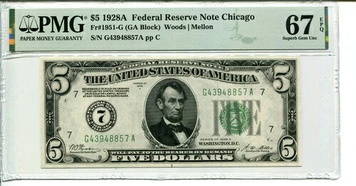 FR 1951-G 1928A $5 連邦準備金 PMG 67 EPQ 極上宝石 未流通 - POP 2/0｜WORLD RESOURCE【KING店】