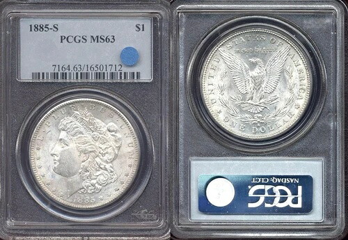 1885-S $1 PCGS MS63 -ホワイトミントラスター モルガンダラー++|WORLD RESOURCE【KING店】