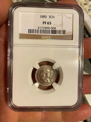 1880 年 3 セント ニッケル 3CN NGC PF65 - 美しいオリジナル コイン!